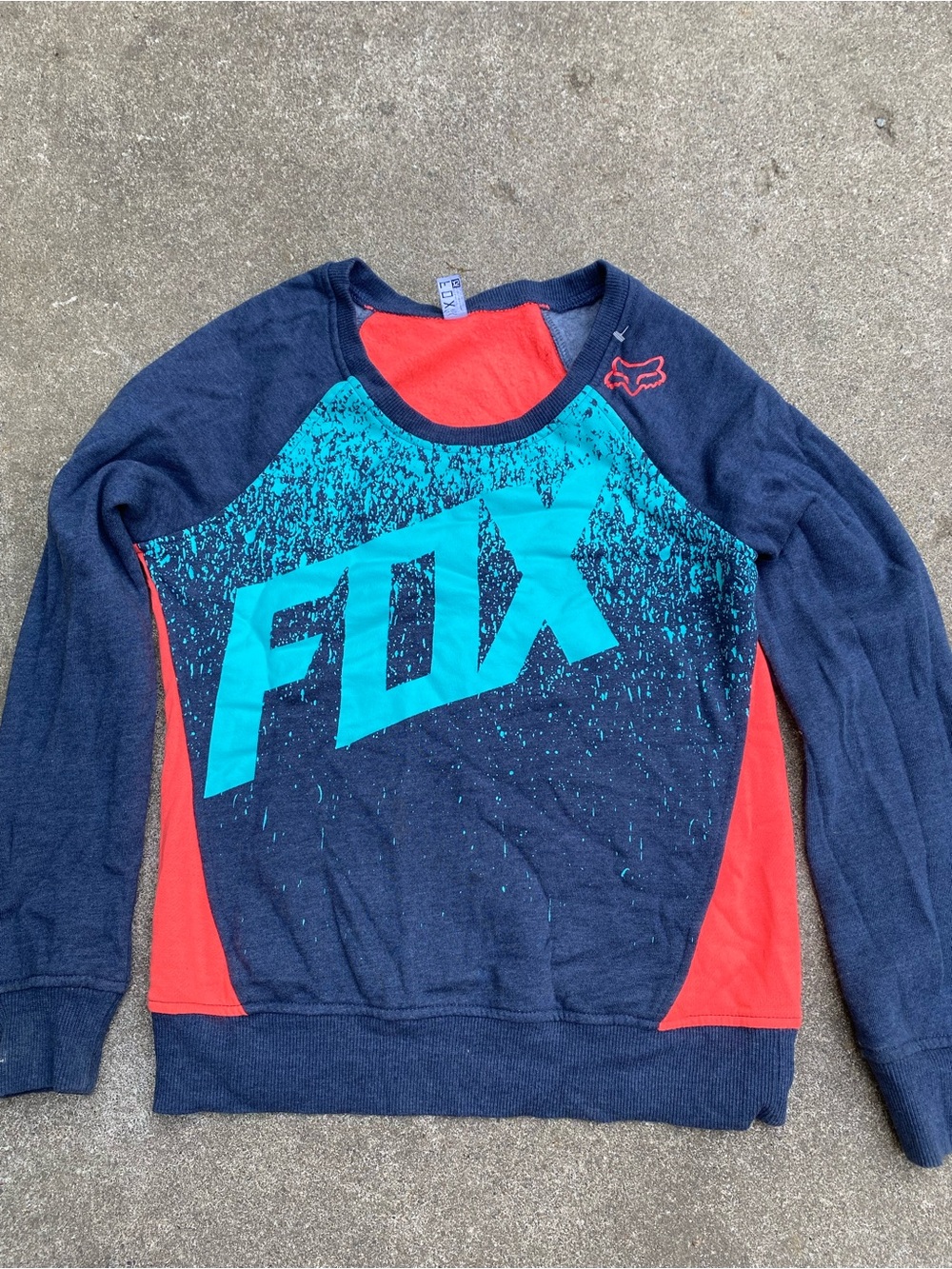 Vintage Fox Racing Colorblock Sweatshirt Women's Spell Out Moto Grunge Cyber Y2K